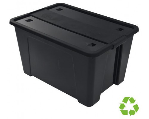 CAJA SOSTENIBLE DE ALMACENAJE CON TAPA Y RUEDAS 52 LITROS 40X57X32CM PP NEGRO ARCHIVO 2000 CP1482052 NE (Espera 4 dias)